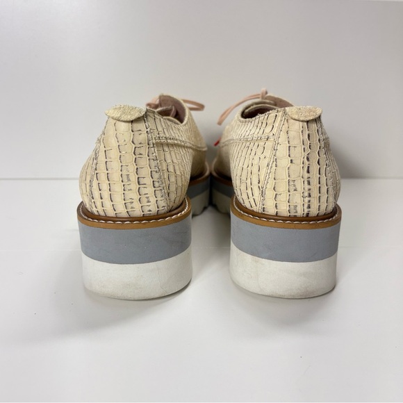 Pertini Women’s Platform Oxford Shoes 38 US 7.5–8 Neutral Leather Embossed Spain - Picture 6 of 11